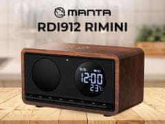 Manta RDI912 RIMINI radio/sat/budilica/ Qi punjač, ​​5 u 1, FM Radio, Bluetooth, microSD/AUX/USB-C, crni (Velvet Black)
