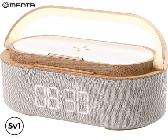 Manta RDI920 VERONA radio/sat/budilica/ Qi punjač, ​​5 u 1, FM radio, Bluetooth, LED svjetlo, bijelo (Linen White)