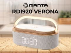 Manta RDI920 VERONA radio/sat/budilica/ Qi punjač, ​​5 u 1, FM radio, Bluetooth, LED svjetlo, bijelo (Linen White)