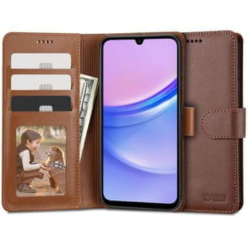 Tech-protect Wallet preklopna maska za Samsung Galaxy A15 4G / 5G, smeda