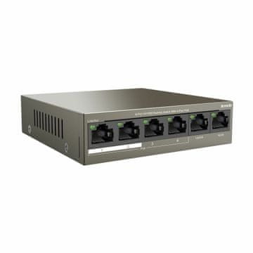 Tenda mrežni prekidač switch 100M s 6 portova, 4x PoE, mini metalno kućište TEF1106P