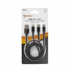 S-box USB kabel 3u1 Lightning/TipC/micro 2.4A 1m