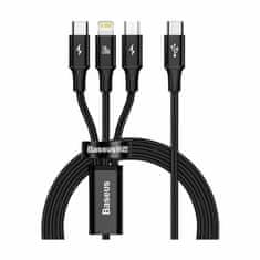 BASEUS kabel za punjenje TypeC 3u1 Lightning TypeC/Micro 20W PD 1,5 m crni