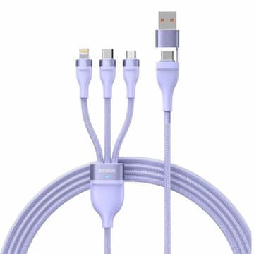 BASEUS USB kabel TypeC/TypeA 2v3 Lightning /TypeC/Micro 100W 1,2 m ljubičasti CASS030105