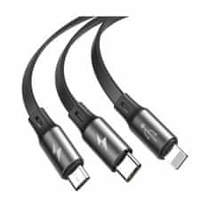 BASEUS USB kabel 3u1 Lightning/TipC/Micro 1,2 m sivi CAMLT-BYG1