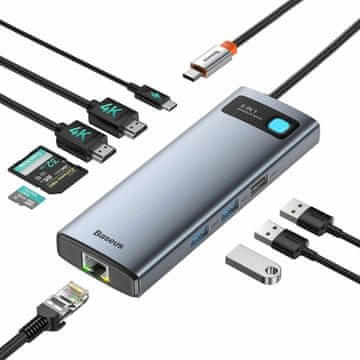BASEUS USB 3.2 Type-C 9-u-1 4K priključna stanica siva WKWG060013