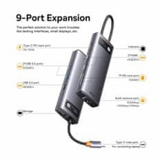 BASEUS USB 3.2 Type-C 9-u-1 4K priključna stanica siva WKWG060013