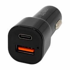 S-box Auto punjač 12V 38W PD QC TipA TipC crni CC-038