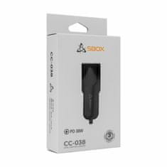 S-box Auto punjač 12V 38W PD QC TipA TipC crni CC-038