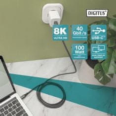 Digitus USB 4.0 C-C kabel 8K 60Hz 100W 1m crni DB-300443-010-S
