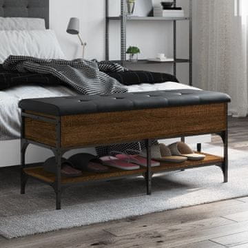 Vidaxl Klupa za cipele smeđa hrastovina 102x42x45 cm