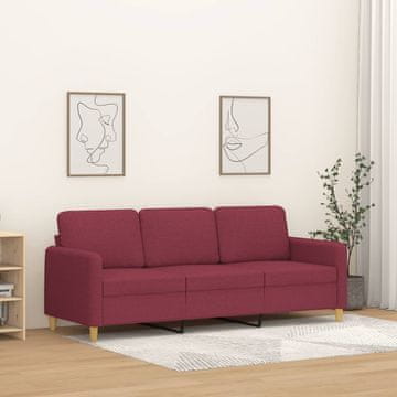 Vidaxl Trosjed, vinsko crvena, 180 cm, presvlaka od tkanine