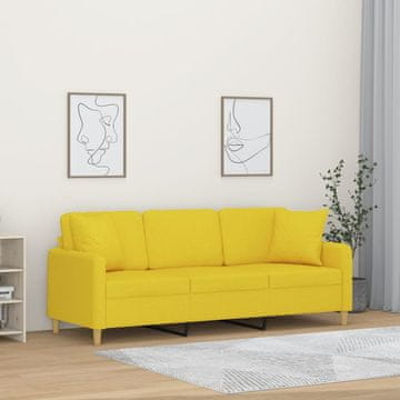 Vidaxl Trosjed na razvlačenje s jastucima svijetložute boje 180 cm
