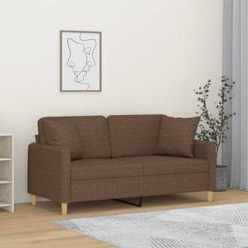 Vidaxl Dvosjed s jastucima, smeđa, 140 cm, tkanina