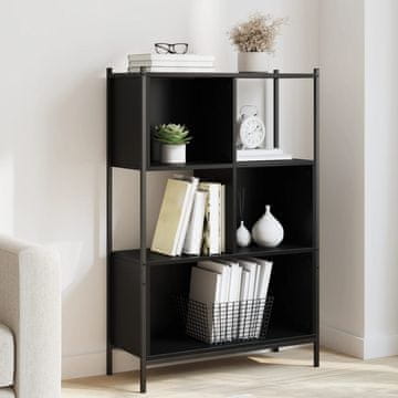 Vidaxl Polica, crna, 72x28x109 cm, materijal na bazi drva