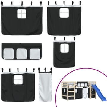 Vidaxl Zavjese za krevet na kat bijelo-crne poliesterske