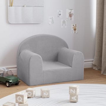 Vidaxl Dječja sofa, svijetlosiva, mekani pliš