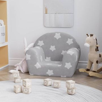 Vidaxl Dječja sofa, svijetlosiva sa zvijezdama, mekani pliš