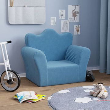 Vidaxl Dječja sofa, plava, mekani pliš