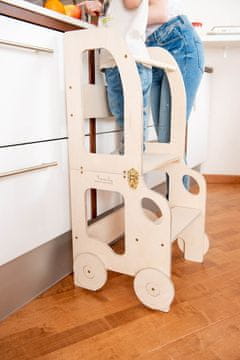 Furnitura 2V1 MONTESSORI STOLICA POMAGALO - MOTIV AUTO(NATUR)