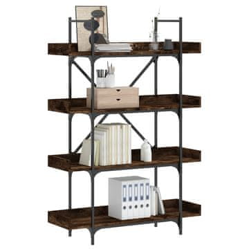 Vidaxl Biblioteka s 4 etaže, dimljena hrastovina 100x33x145,5 cm