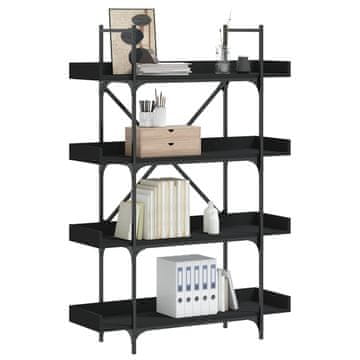 Vidaxl Polica za knjige s 4 etaže crna 100x33x145,5 cm