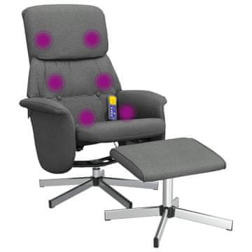 Vidaxl Masažni naslonjač od tkanine s osloncem za noge tamnosivi