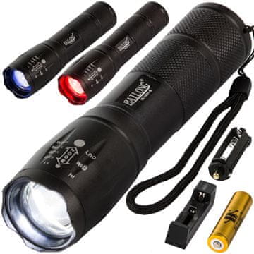 Bailong Taktička baterija. LED CREE Q3 ručna lampa UV i T6 zoom