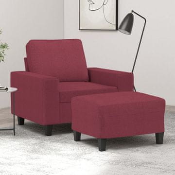 Vidaxl Fotelja s podnožjem, vinsko crvena, 60 cm, presvučena tkaninom