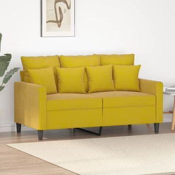 Vidaxl Dvosjed Kauč Žuti 120 cm Baršunasti Presvlaka