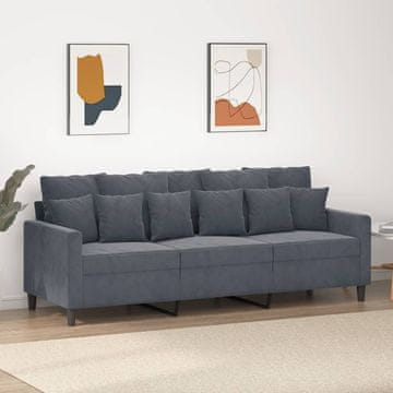 Vidaxl Trosjed Tamno siva 180 cm Tapecirana baršunom