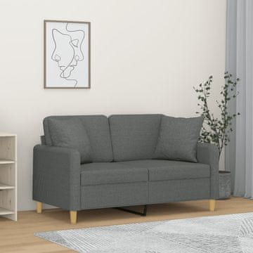 Vidaxl Dvosjed s jastucima, tamno siva, 120 cm, tkanina