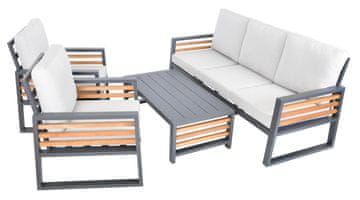 Rojaplast Luksuzni Grafitni Aluminijski Set s Teak Detaljima i Podesivim Stolom