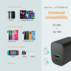 BOT Adapter za napajanje PD 20W + QC 18W