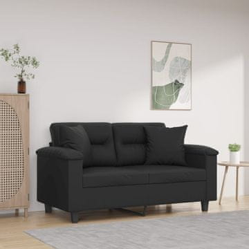 Vidaxl Dvosjed s jastucima, crna, 120 cm, umjetna koža