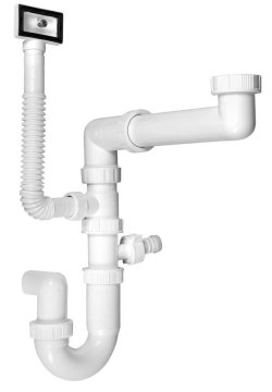 Bruckner Štedni Kuhinjski Sifon s Prelivom i Priključkom 6/4", DN40, Bijeli