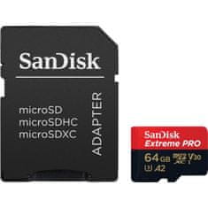 SanDisk Extreme PRO memorijska kartica, microSDXC, 64 GB + SD adapter