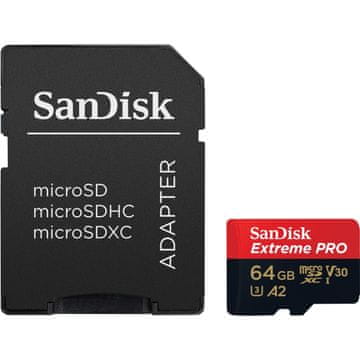 SANDISK Extreme PRO memorijska kartica, microSDXC, 64 GB + SD adapter