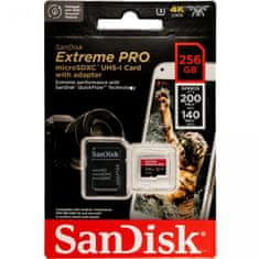 SanDisk Extreme PRO memorijska kartica, microSDXC, 256 GB + SD adapter