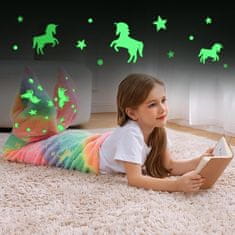 Netscroll 2x Dječja dekica morska sirena, svijetli u mraku, topla i mekana flanel deka, motiv jednoroga i zvjezdica, šarena boja, savršena za poklon, MermaidBlanket, upgrade