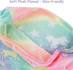 Netscroll 2x Dječja dekica morska sirena, svijetli u mraku, topla i mekana flanel deka, motiv jednoroga i zvjezdica, šarena boja, savršena za poklon, MermaidBlanket, upgrade