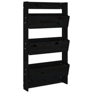 Vidaxl Zidna sadilica s 3 razine 60 x 18,5 x 110 cm crna od borovine