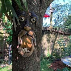 Netscroll Vrtna dekoracija za drvo s motivom lica, ptičja hranilica u jednom, otporna na vremenske uvjete, za ljubitelje prirode i ptica, BirdFeeder