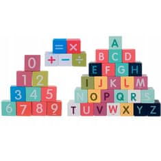 Netscroll Drvene kocke za slaganje 100 kom sa kantom i puzzlom podlogom, set za gradnju grada, BlockCity