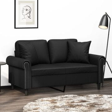 Vidaxl Dvosjed s jastucima, crna, 120 cm, umjetna koža