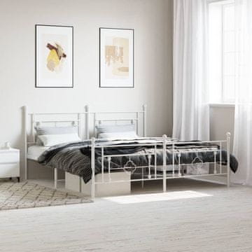Vidaxl Metalni okvir kreveta s uzglavljem i podnožjem bijeli 183x213 cm