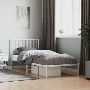 Vidaxl Metalni okvir kreveta s uzglavljem bijeli 90x200 cm