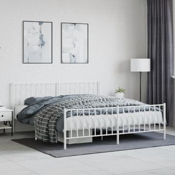 Vidaxl Metalni okvir kreveta s uzglavljem i podnožjem bijeli 183x213 cm
