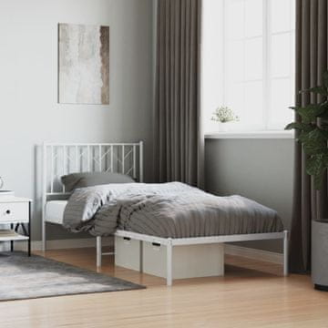 Vidaxl Metalni okvir kreveta s uzglavljem bijeli 90x190 cm