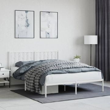 Vidaxl Metalni okvir kreveta s uzglavljem bijeli 150x200 cm